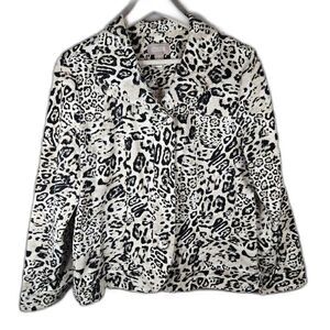 Chico's Women's Leopard Print Button Down Blazer Size 2 | Large